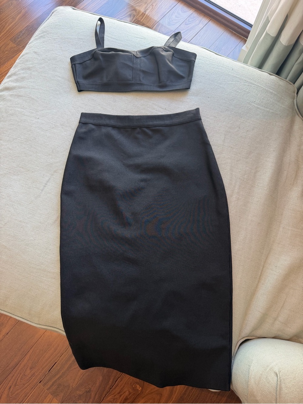 superdown Black Two-Piece Midi Skirt Set